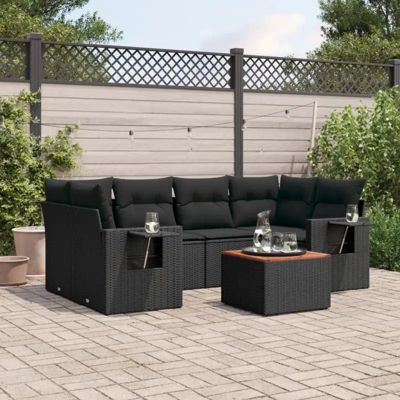 Modulaire tuinbanken met beige materiaal en gepoedercoat staal instellingen - Zwart / 1 - Modulaire tuinbanken