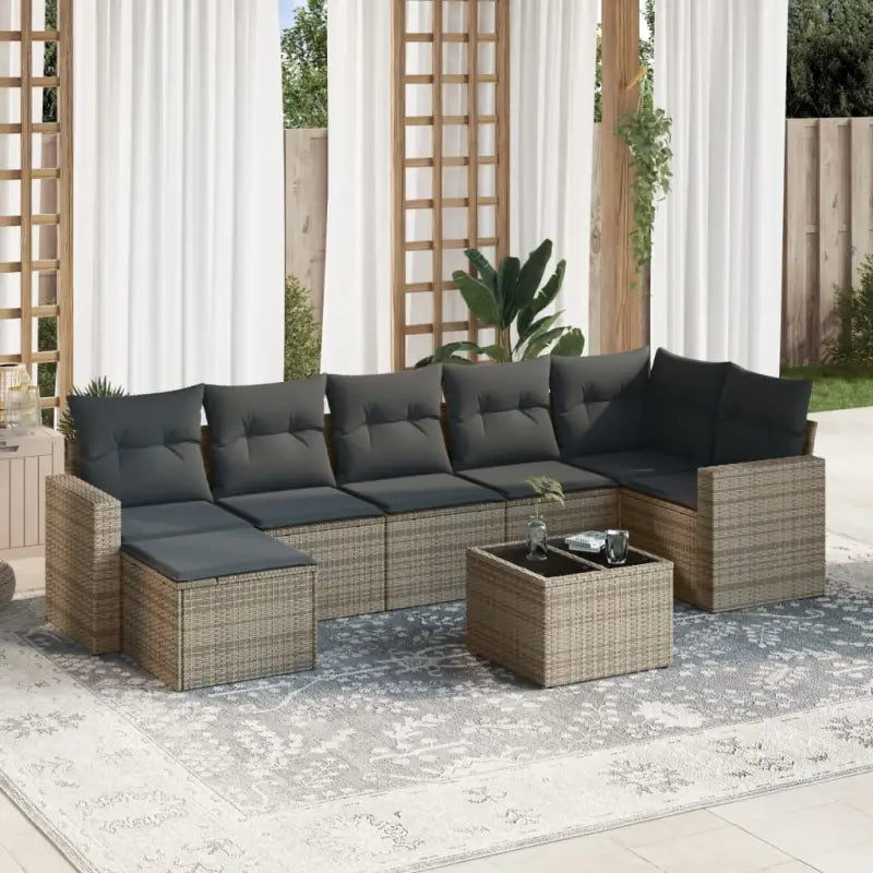 Modulaire tuinbanken met beige materiaal en gepoedercoat staal afmetingen - Grijs / 1 / Met tafel - Modulaire tuinbanken