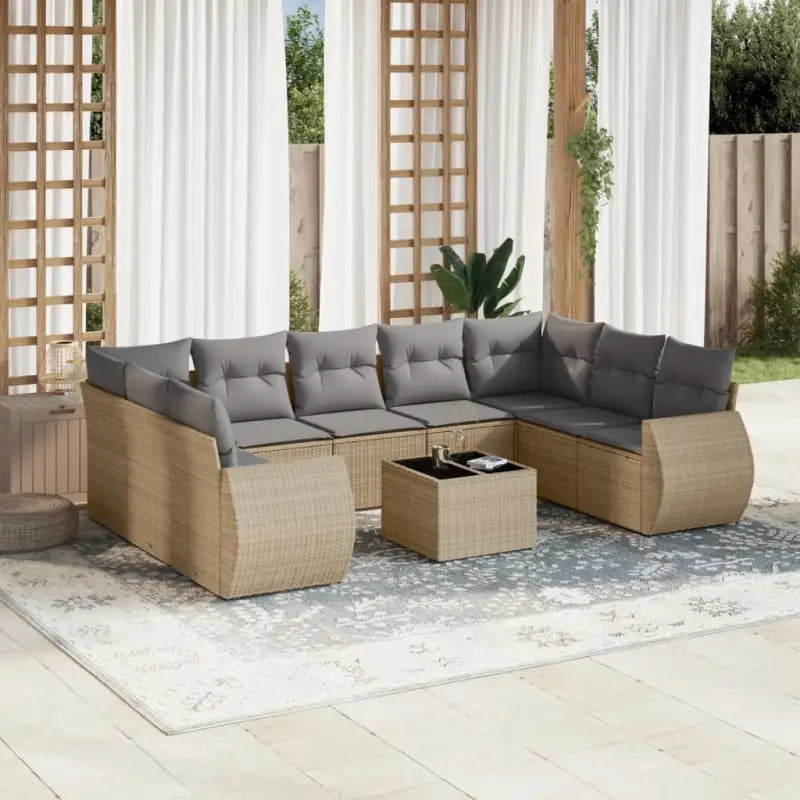 Modulaire tuinbanken met beige materiaal en gepoedercoat staal Afmetingen - Beige en grijs / 1 / Met tafel - Modulaire