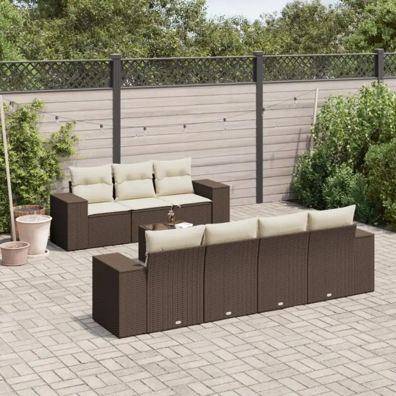 Modulaire tuinbanken met beige materiaal en gepoedercoat staal afmetingen - Bruin en crème / 1 - Modulaire tuinbanken