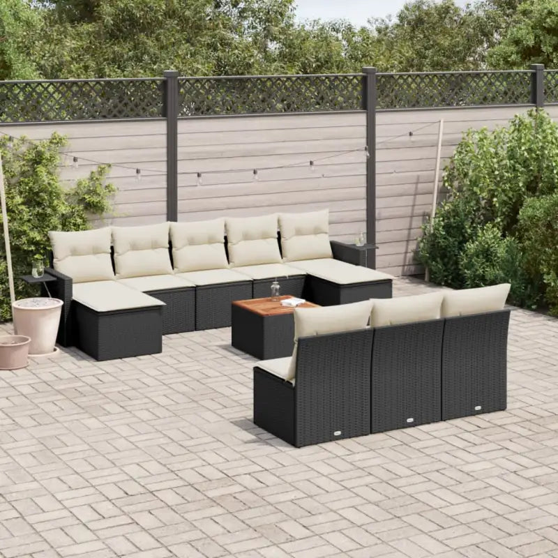 Modulaire tuinbanken met beige materiaal en gepoedercoat staal afmetingen - Zwart en crème / 1 - Modulaire tuinbanken