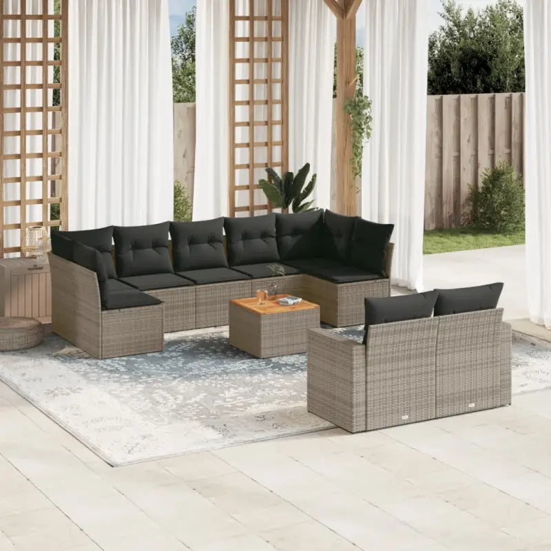 Modulaire tuinbanken met beige materiaal en gepoedercoat staal afmetingen - Grijs / 1 / Tafel + 5x midden + 2x hoek