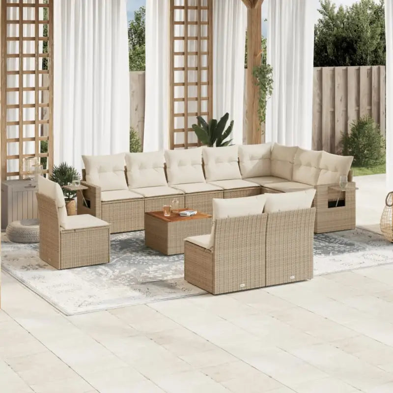Modulaire tuinbanken met beige materiaal en gepoedercoat staal afmetingen - beige en crèmekleurig / 1 - Modulaire