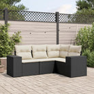 Modulaire tuinbanken met beige materiaal en gepoedercoat staal afmetingen - Zwart en crème / 1 / Zonder tafel
