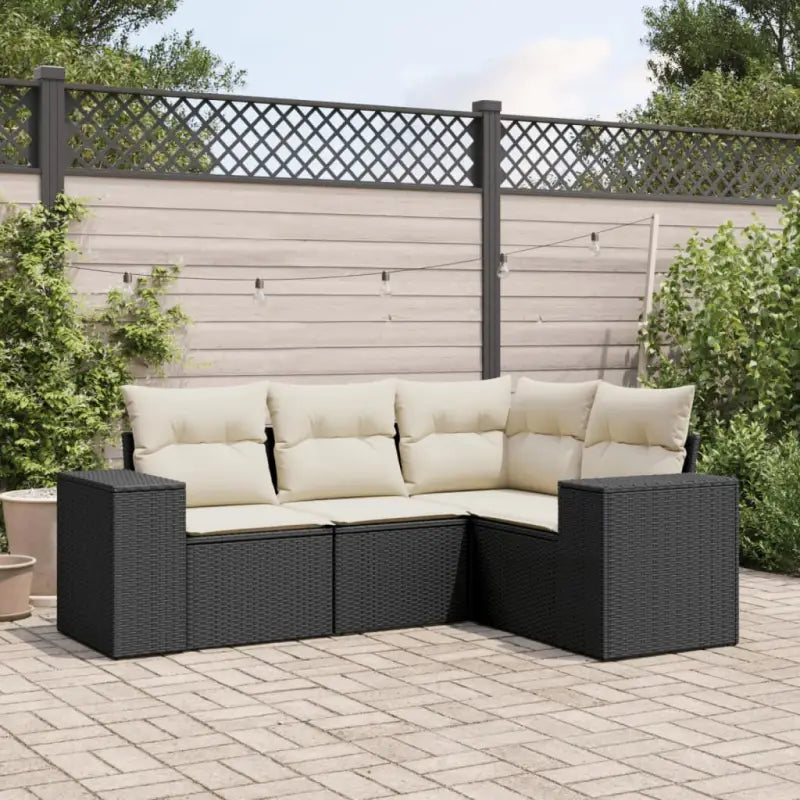 Modulaire tuinbanken met beige materiaal en gepoedercoat staal afmetingen - Zwart en crème / 1 / Zonder tafel