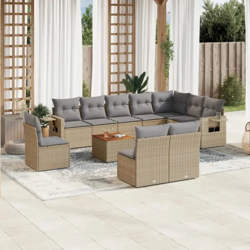 Modulaire tuinbanken met beige materiaal en gepoedercoat staal afmetingen - Beige en grijs / 1 - Modulaire tuinbanken