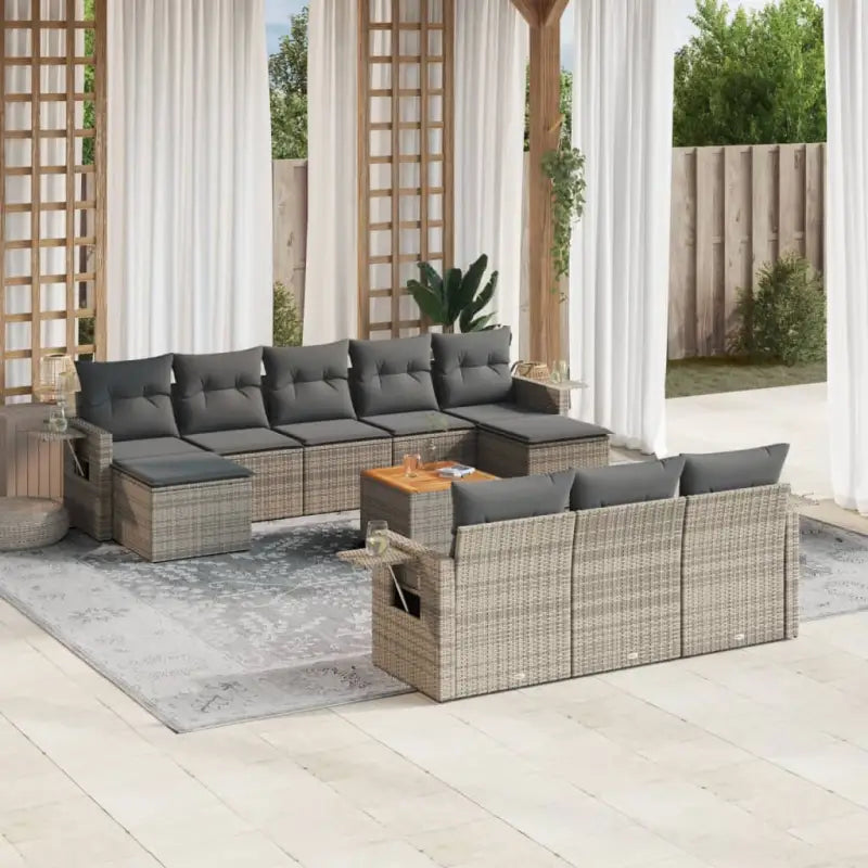 Modulaire tuinbanken met beige materiaal en gepoedercoat staal afmetingen - Grijs / 1 - Modulaire tuinbanken