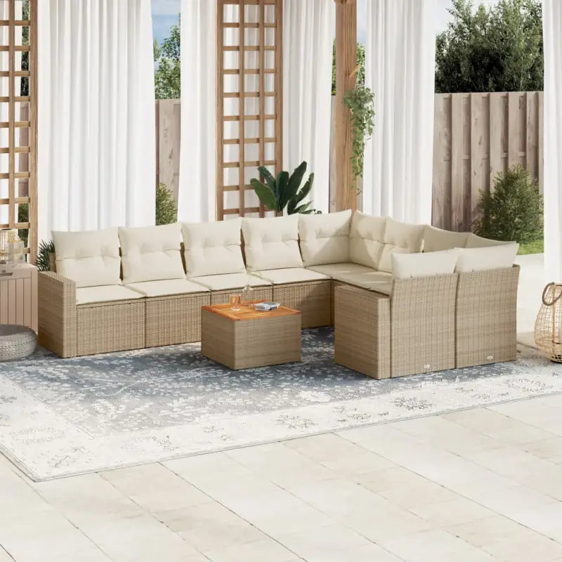 Modulaire tuinbanken met beige materiaal en gepoedercoat staal afmetingen - Beige / 1 / 5x midden + Tafel + 2x hoek