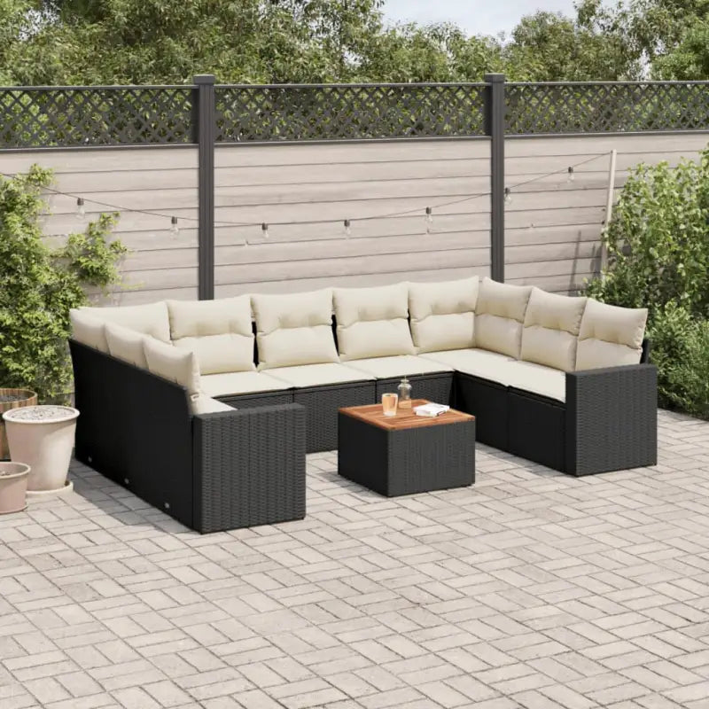 Modulaire tuinbanken met beige materiaal en gepoedercoat staal afmetingen - Zwart en crème / 1 / 2x corner + table + 5x