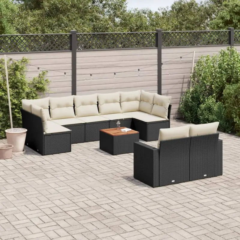 Modulaire tuinbanken met beige materiaal en gepoedercoat staal afmetingen - Zwart en crème / 1 / Tafel + 5x midden + 2x