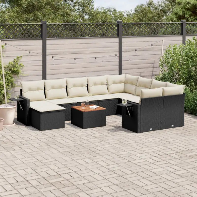 Modulaire tuinbanken met beige materiaal en gepoedercoat staal afmetingen - Zwart en crème / 1 - Modulaire tuinbanken