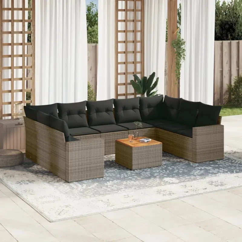 Modulaire tuinbanken met beige materiaal en gepoedercoat staal afmetingen - Grijs / 1 / 2x corner + table + 5x middle