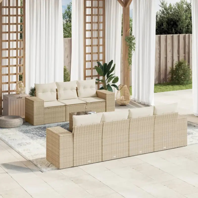 Modulaire tuinbanken met beige materiaal en gepoedercoat staal afmetingen - beige en crèmekleurig / 1 - Modulaire