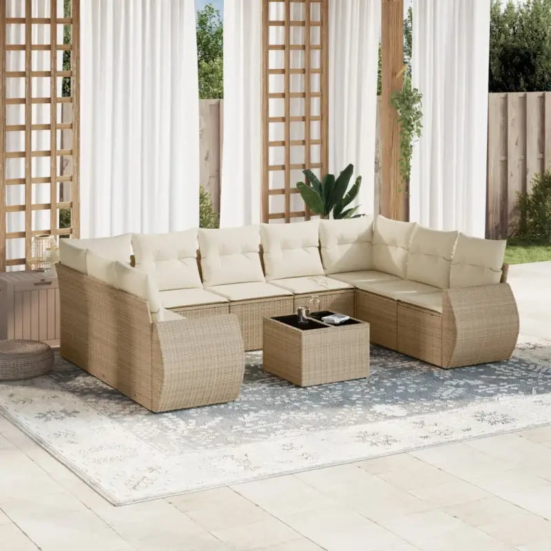 Modulaire tuinbanken met beige materiaal en gepoedercoat staal Afmetingen - beige en crèmekleurig / 1 / Met tafel