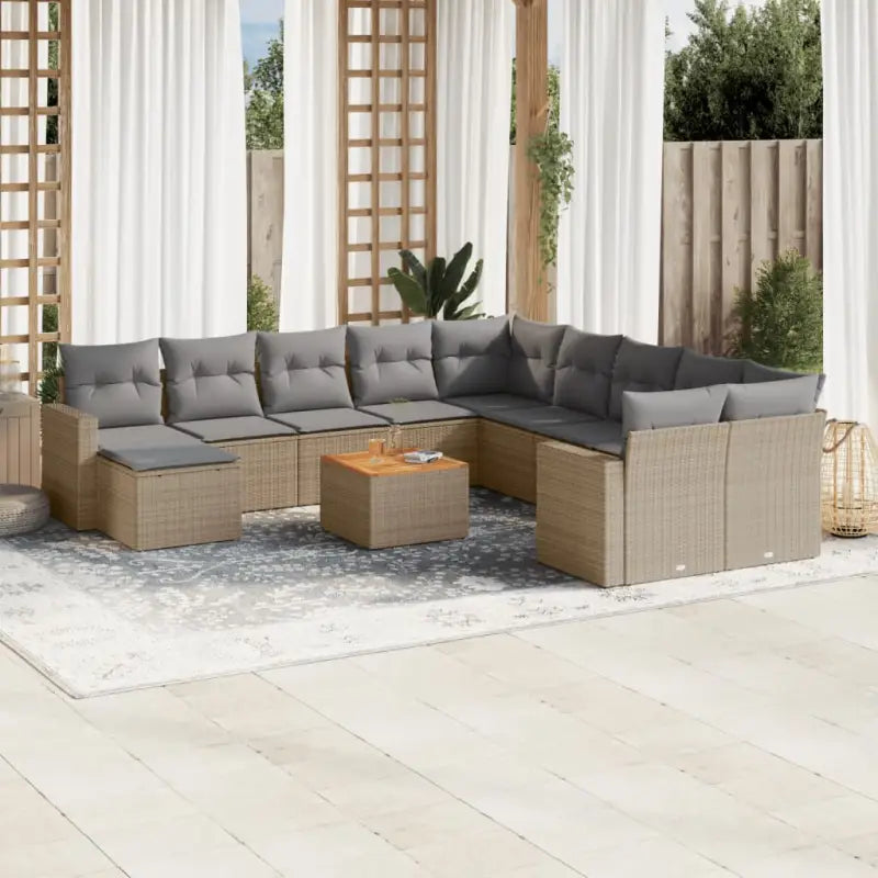 Modulaire tuinbanken met beige materiaal en gepoedercoat staal meerwaarde - Beige en grijs / 12 - Modulaire tuinbanken