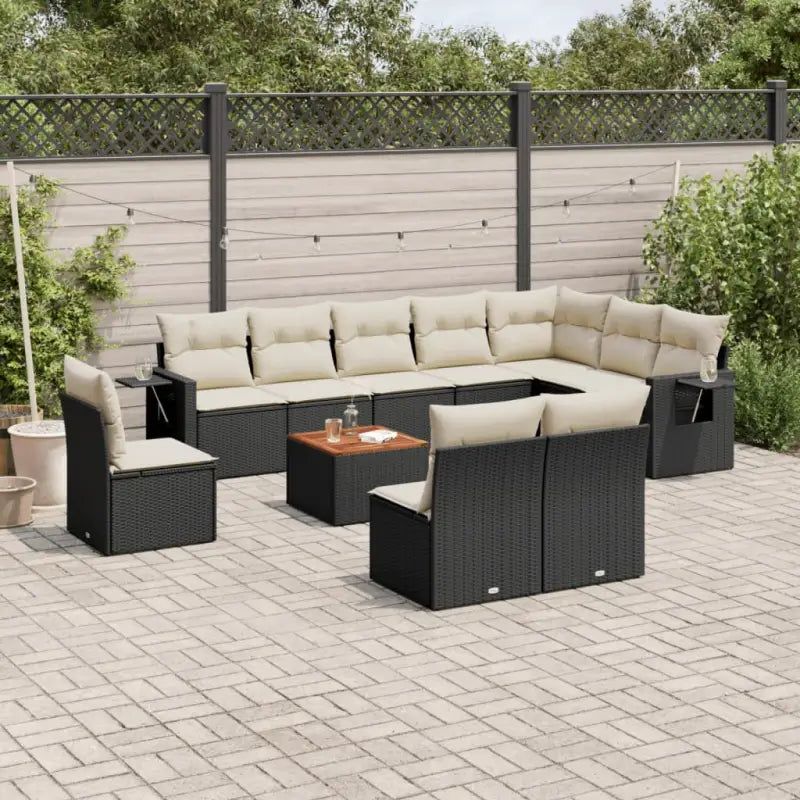 Modulaire tuinbanken met beige materiaal en gepoedercoat staal afmetingen - Zwart en crème / 1 - Modulaire tuinbanken