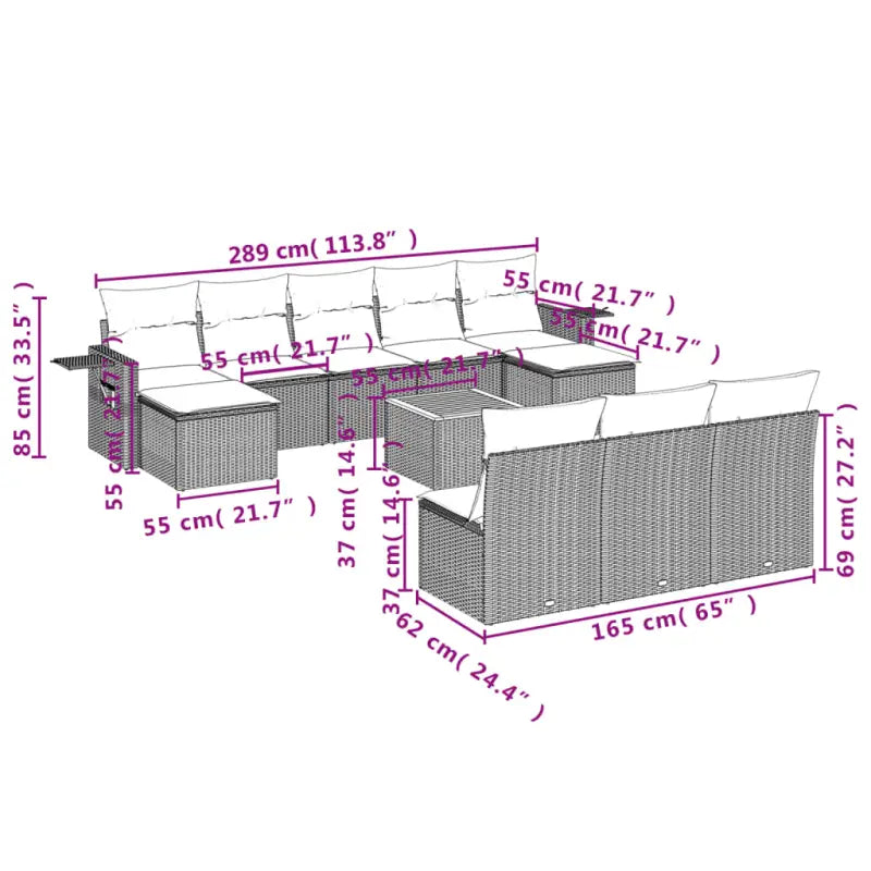 Modulaire tuinbanken met beige materiaal en gepoedercoat staal afmetingen - Modulaire tuinbanken