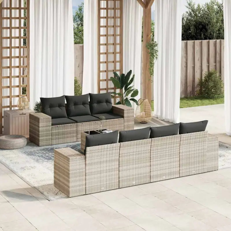 Modulaire tuinbanken met beige materiaal en gepoedercoat staal afmetingen - Lichtgrijs / 1 - Modulaire tuinbanken