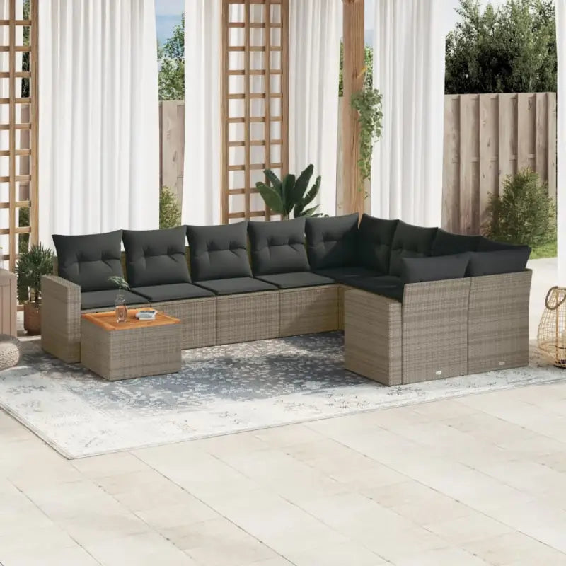 Modulaire tuinbanken met beige materiaal en gepoedercoat staal afmetingen - Grijs / 1 / Tafel + 2x hoek + 5x midden