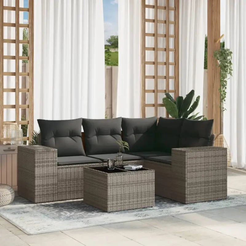 Modulaire tuinbanken met beige materiaal en gepoedercoat staal afmetingen - Grijs / 1 / Met tafel - Modulaire tuinbanken