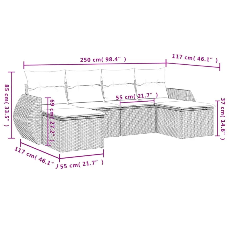 Modulaire tuinbanken met beige materiaal en gepoedercoat staal afmetingen - Modulaire tuinbanken