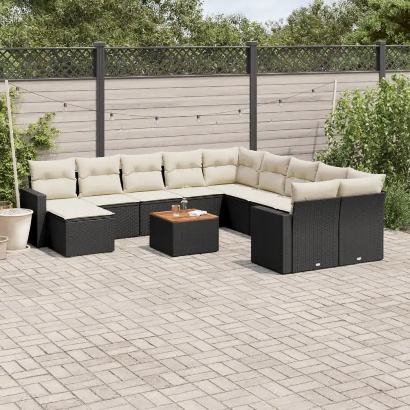 Modulaire tuinbanken met beige materiaal en gepoedercoat staal meerwaarde - Zwart en crème / 12 - Modulaire tuinbanken