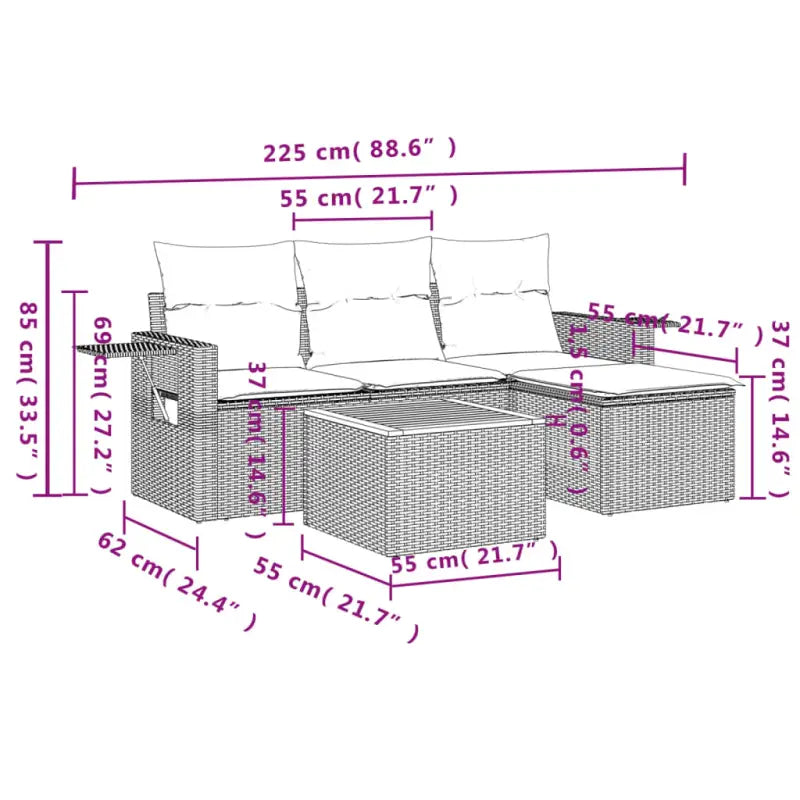 Modulaire tuinbanken met beige materiaal en gepoedercoat staal - Modulaire tuinbanken