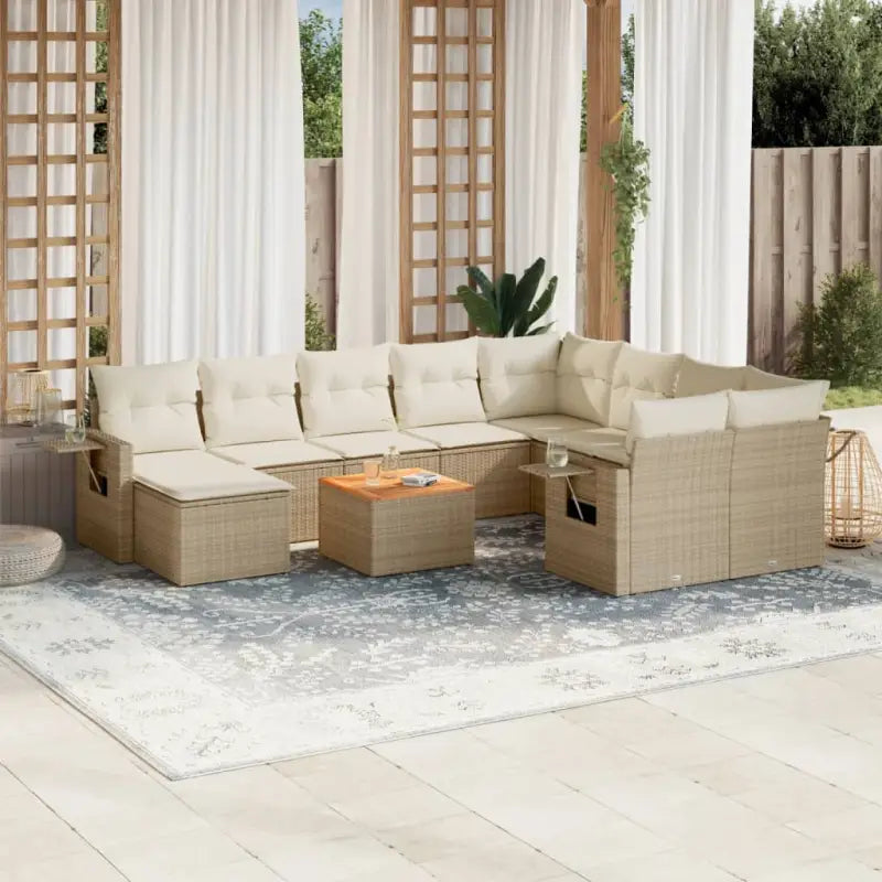 Modulaire tuinbanken met beige materiaal en gepoedercoat staal afmetingen - beige en crèmekleurig / 1 - Modulaire