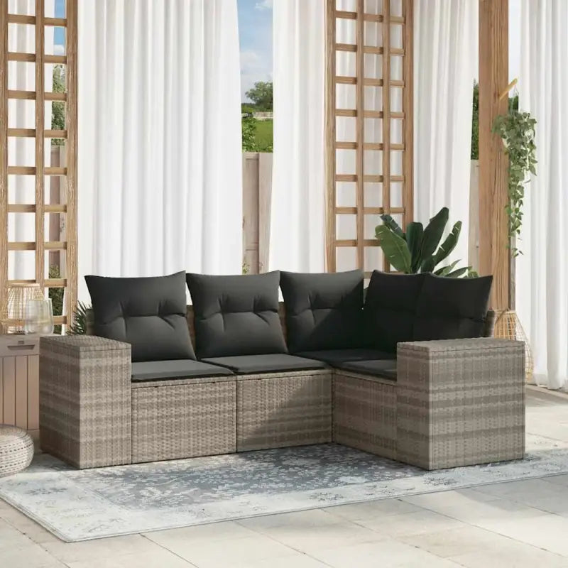 Modulaire tuinbanken met beige materiaal en gepoedercoat staal afmetingen - Lichtgrijs / 1 / Zonder tafel - Modulaire