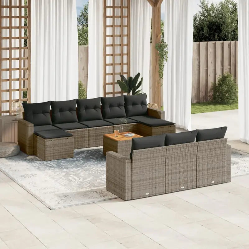 Modulaire tuinbanken met beige materiaal en gepoedercoat staal afmetingen - Grijs / 11 - Modulaire tuinbanken