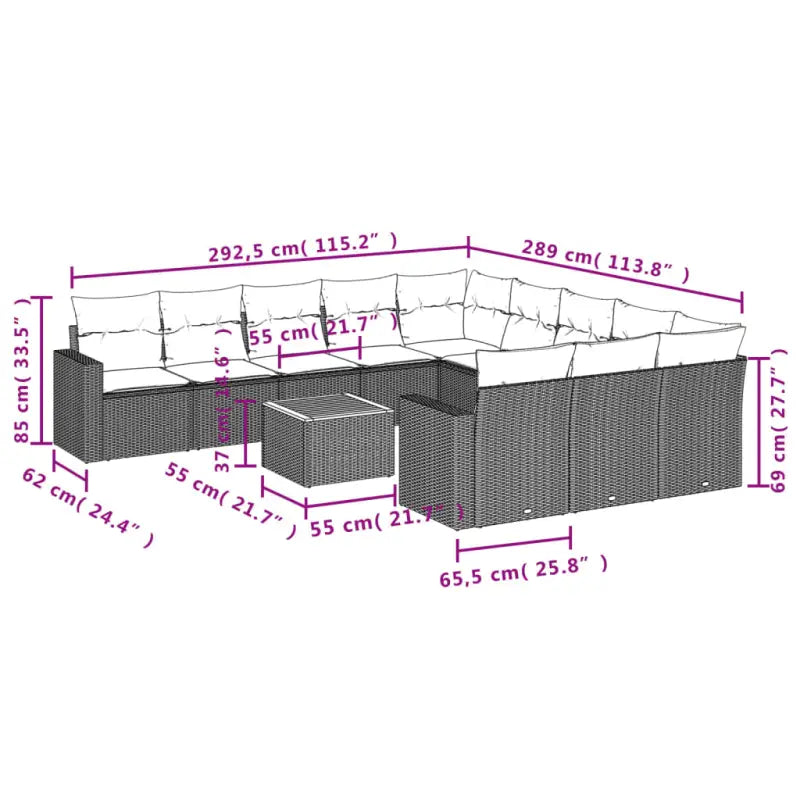 Modulaire tuinbanken met beige materiaal en gepoedercoat staal afmetingen - Modulaire tuinbanken