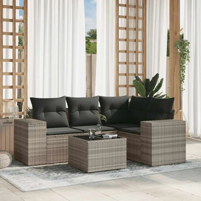 Modulaire tuinbanken met beige materiaal en gepoedercoat staal afmetingen - Lichtgrijs / 1 / Met tafel - Modulaire
