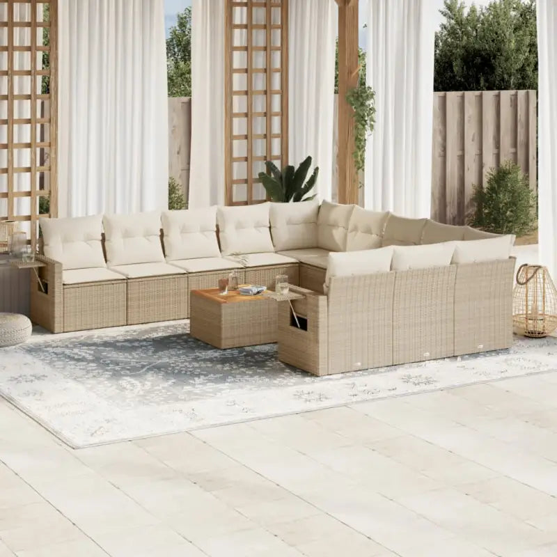 Modulaire tuinbanken met beige materiaal en gepoedercoat staal afmetingen - beige en crèmekleurig / 1 - Modulaire