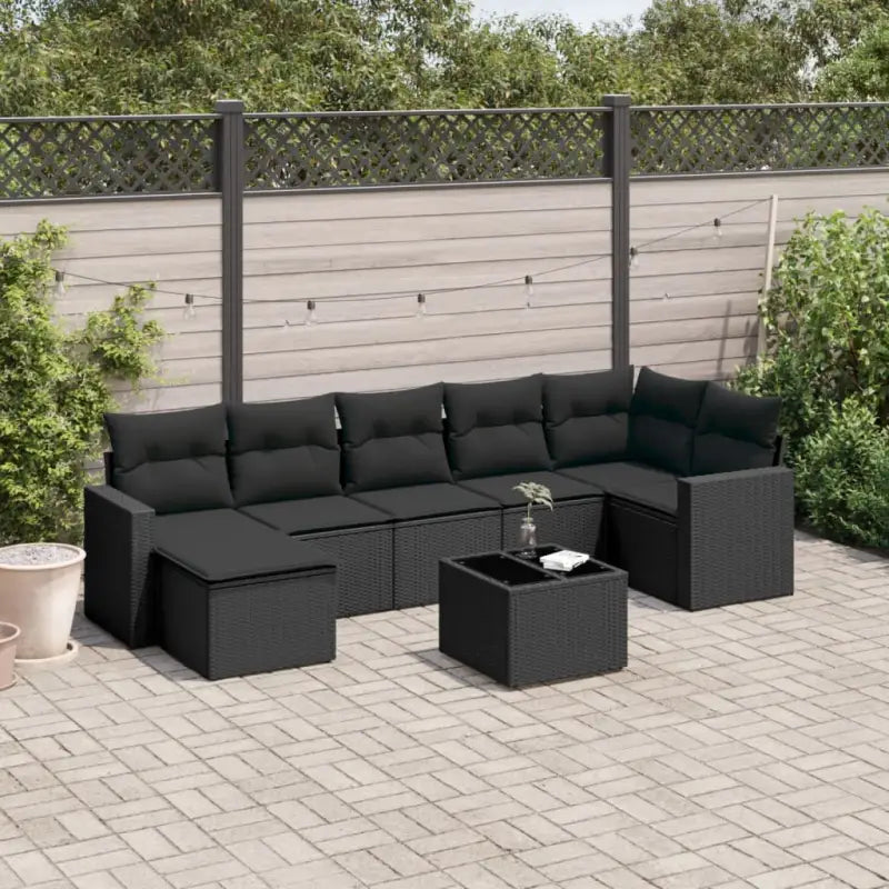 Modulaire tuinbanken met beige materiaal en gepoedercoat staal afmetingen - Zwart / 1 / Met tafel - Modulaire tuinbanken