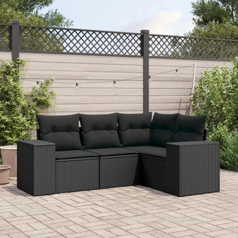 Modulaire tuinbanken met beige materiaal en gepoedercoat staal afmetingen - Zwart / 1 / Zonder tafel - Modulaire