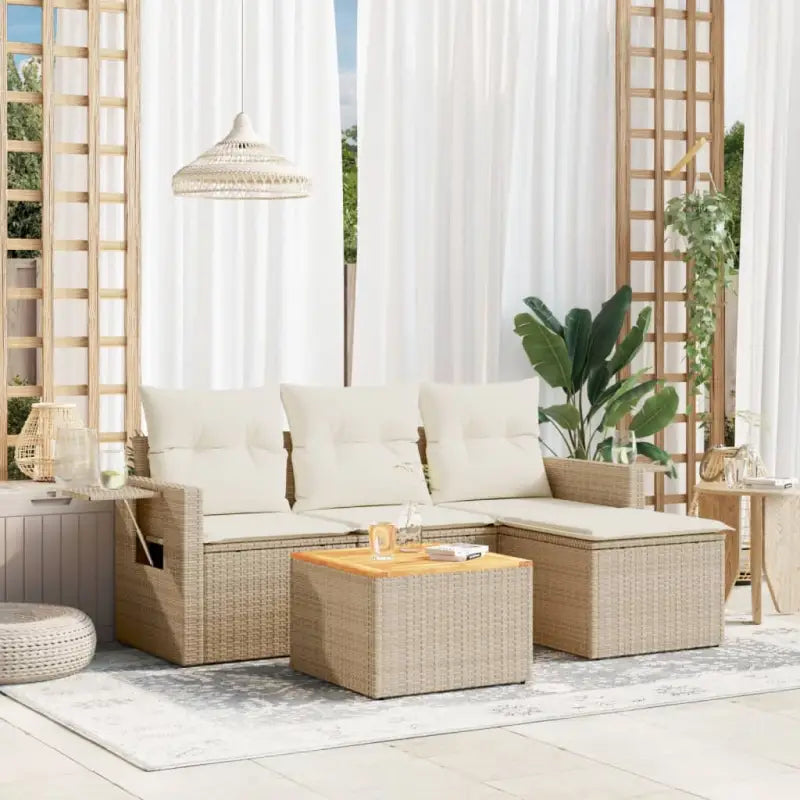 Modulaire tuinbanken met beige materiaal en gepoedercoat staal - Modulaire tuinbanken