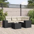 Modulaire tuinbanken met beige materiaal en gepoedercoat staal afmetingen - Zwart en crème / 1 / Met tafel - Modulaire