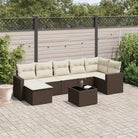 Modulaire tuinbanken met beige materiaal en gepoedercoat staal afmetingen - Bruin en crème / 1 / Met tafel - Modulaire