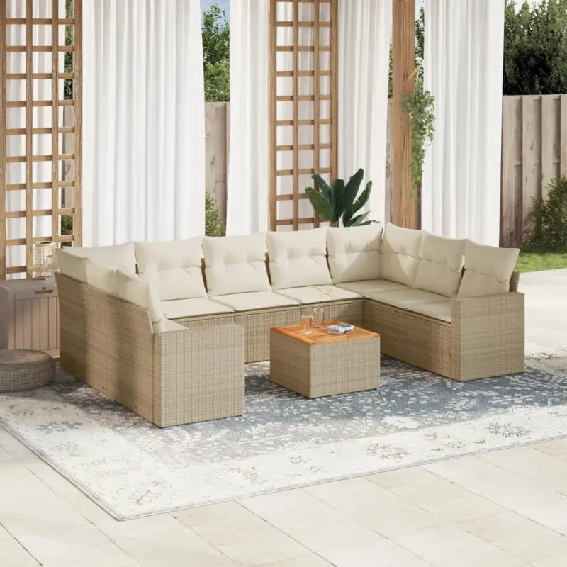 Modulaire tuinbanken met beige materiaal en gepoedercoat staal afmetingen - Beige / 1 / 2x corner + table + 5x middle