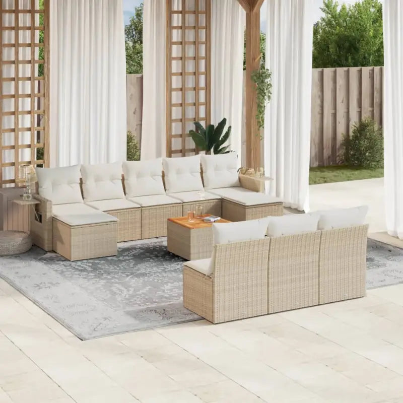 Modulaire tuinbanken met beige materiaal en gepoedercoat staal afmetingen - beige en crèmekleurig / 1 - Modulaire