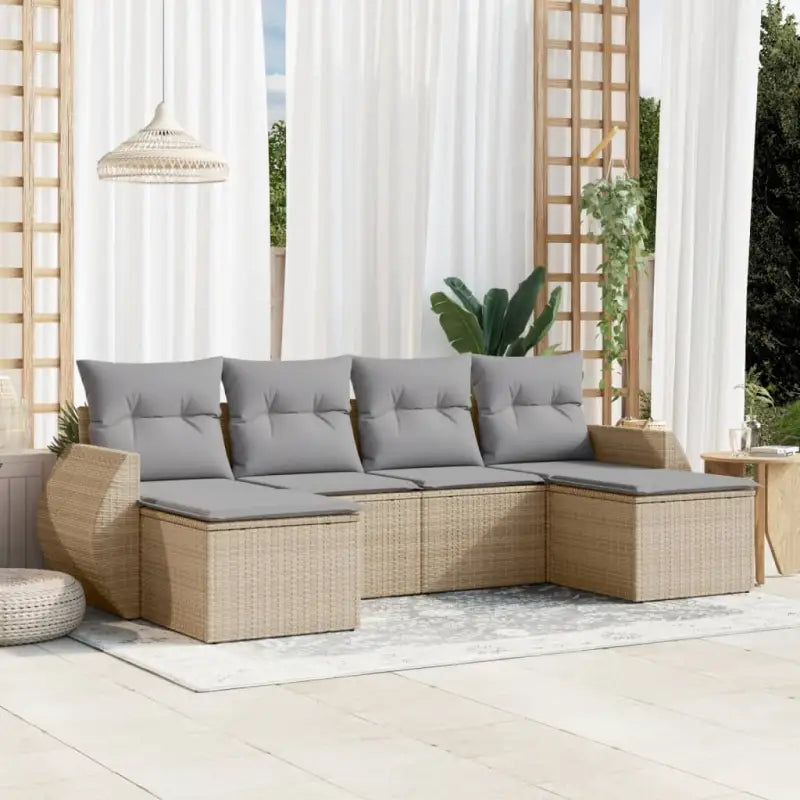 Modulaire tuinbanken met beige materiaal en gepoedercoat staal afmetingen - Beige en grijs / 1 / Zonder tafel
