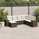 Modulaire tuinbanken met beige materiaal en gepoedercoat staal afmetingen - Bruin en crème / 1 / Zonder tafel