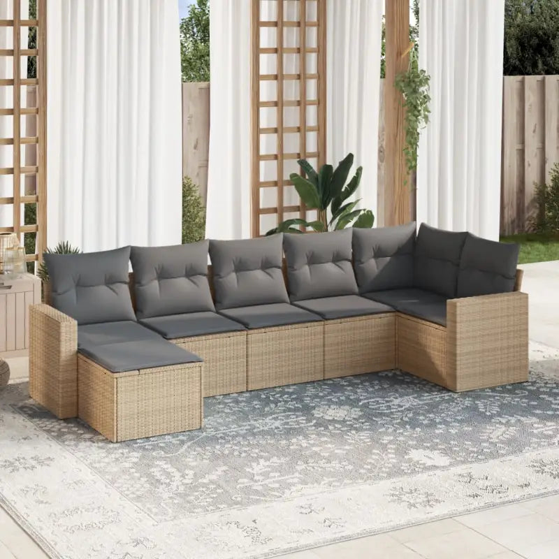 Modulaire tuinbanken met beige materiaal en gepoedercoat staal afmetingen - Beige en grijs / 1 / Zonder tafel