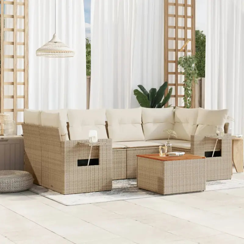 Modulaire tuinbanken met beige materiaal en gepoedercoat staal instellingen - beige en crèmekleurig / 1 - Modulaire