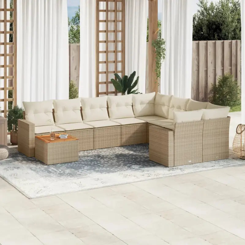 Modulaire tuinbanken met beige materiaal en gepoedercoat staal afmetingen - Beige / 1 / Tafel + 2x hoek + 5x midden