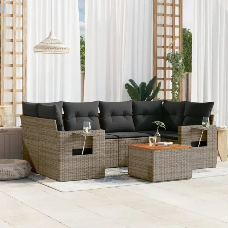 Modulaire tuinbanken met beige materiaal en gepoedercoat staal instellingen - Grijs / 1 - Modulaire tuinbanken