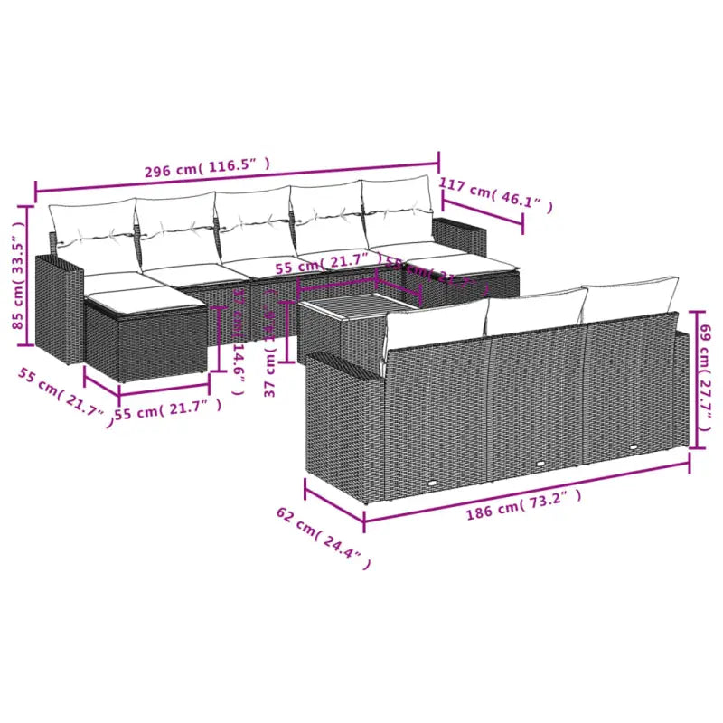 Modulaire tuinbanken met beige materiaal en gepoedercoat staal afmetingen - Modulaire tuinbanken
