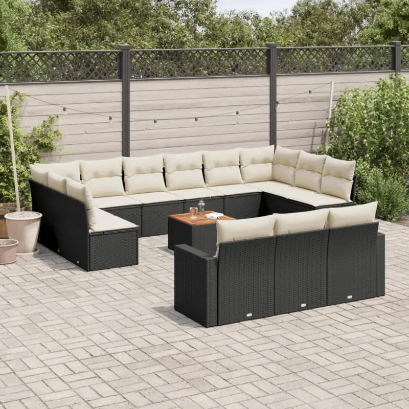 Modulaire tuinbanken met beige materiaal en gepoedercoat staal afmetingen - Zwart en crème / 14 - Modulaire tuinbanken