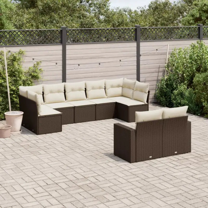 Modulaire tuinbanken met beige materiaal en gepoedercoat staal - Bruin en crème / 1 / Zonder tafel - Modulaire