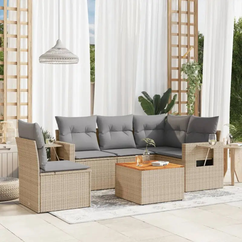 Modulaire tuinbanken met beige materiaal en gepoedercoat staal - Beige en grijs / 1 / Tafel + 2x midden + hoek
